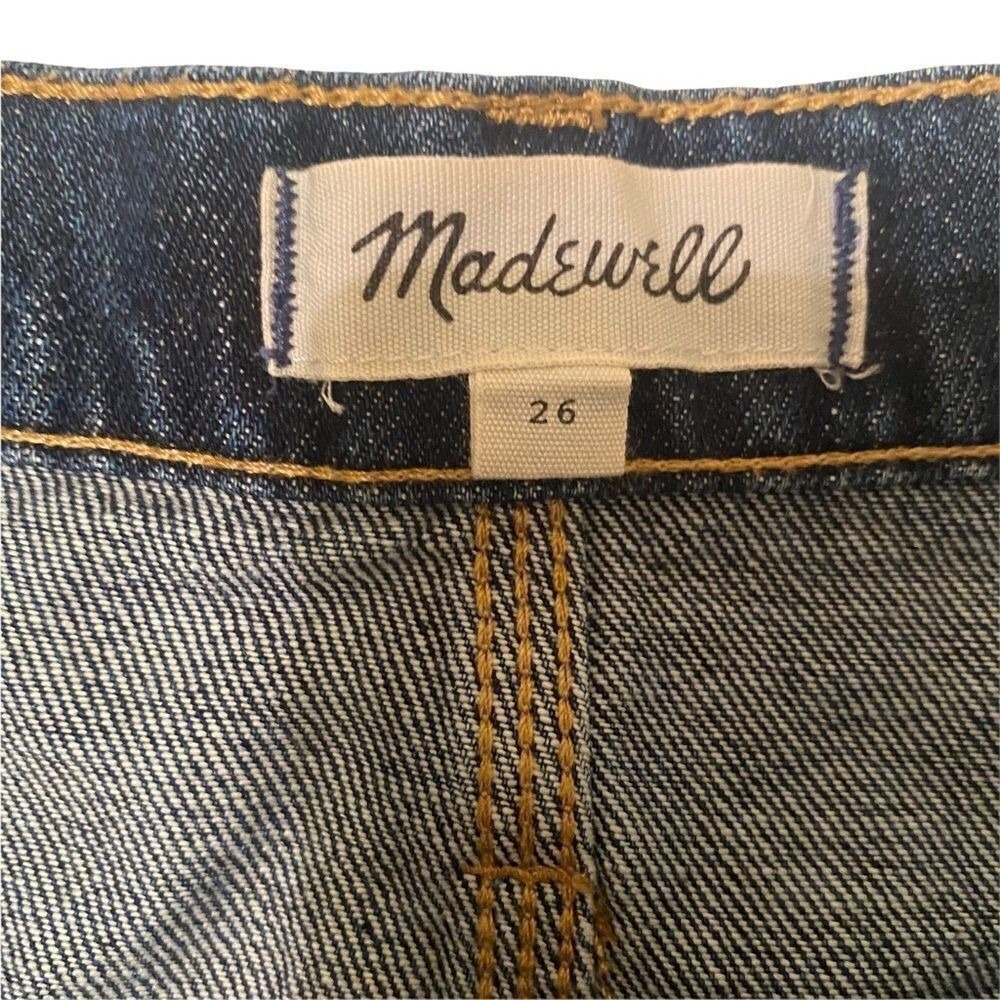 Madewell Denim Skirt Womens 26 Blue Mini High Rise Raw Hem Distressed Dark Wash - Picture 8 of 8